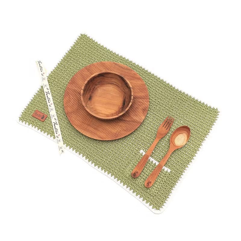 職人手作針織編織餐墊/餐具收納袋/生日禮/環保(不含餐具)-草綠色/交換禮物