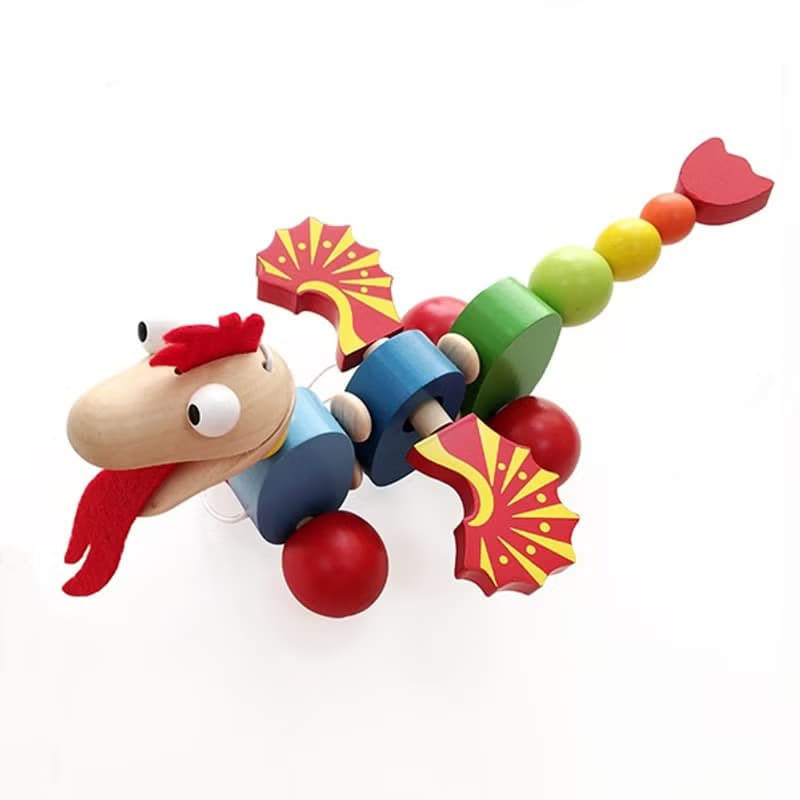 木製噴火恐龍裝飾學步車