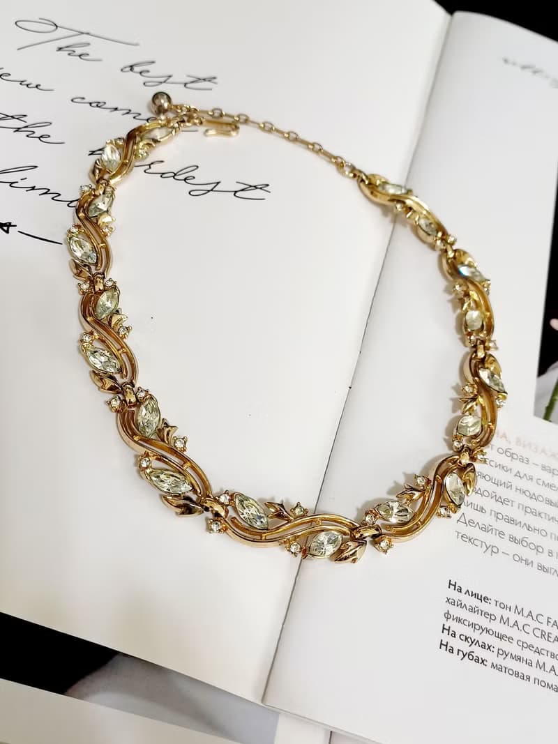 vintage jewelry  Trifari 華麗金色連枝萊茵 頸鍊 項鍊