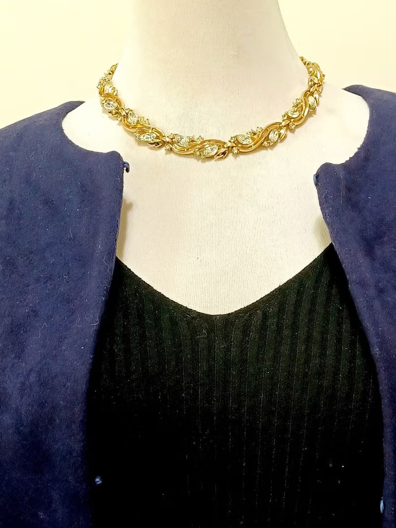vintage jewelry  Trifari 華麗金色連枝萊茵 頸鍊 項鍊