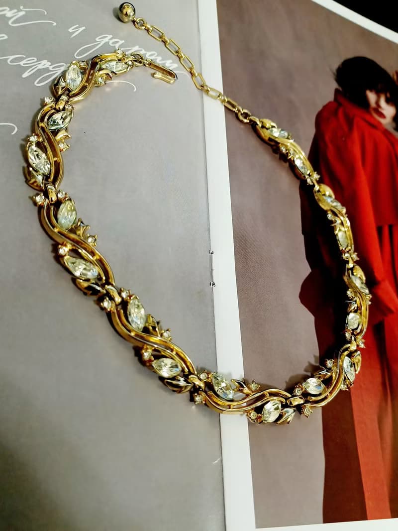 vintage jewelry  Trifari 華麗金色連枝萊茵 頸鍊 項鍊