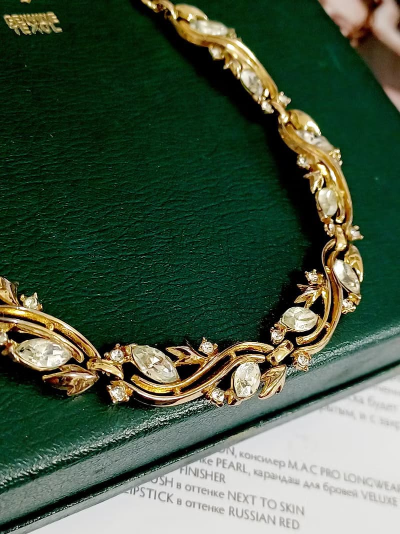vintage jewelry  Trifari 華麗金色連枝萊茵 頸鍊 項鍊