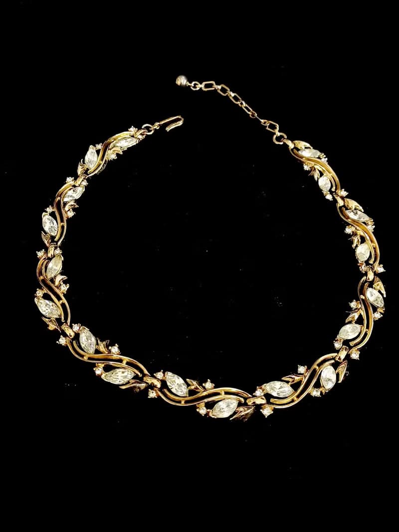 vintage jewelry  Trifari 華麗金色連枝萊茵 頸鍊 項鍊