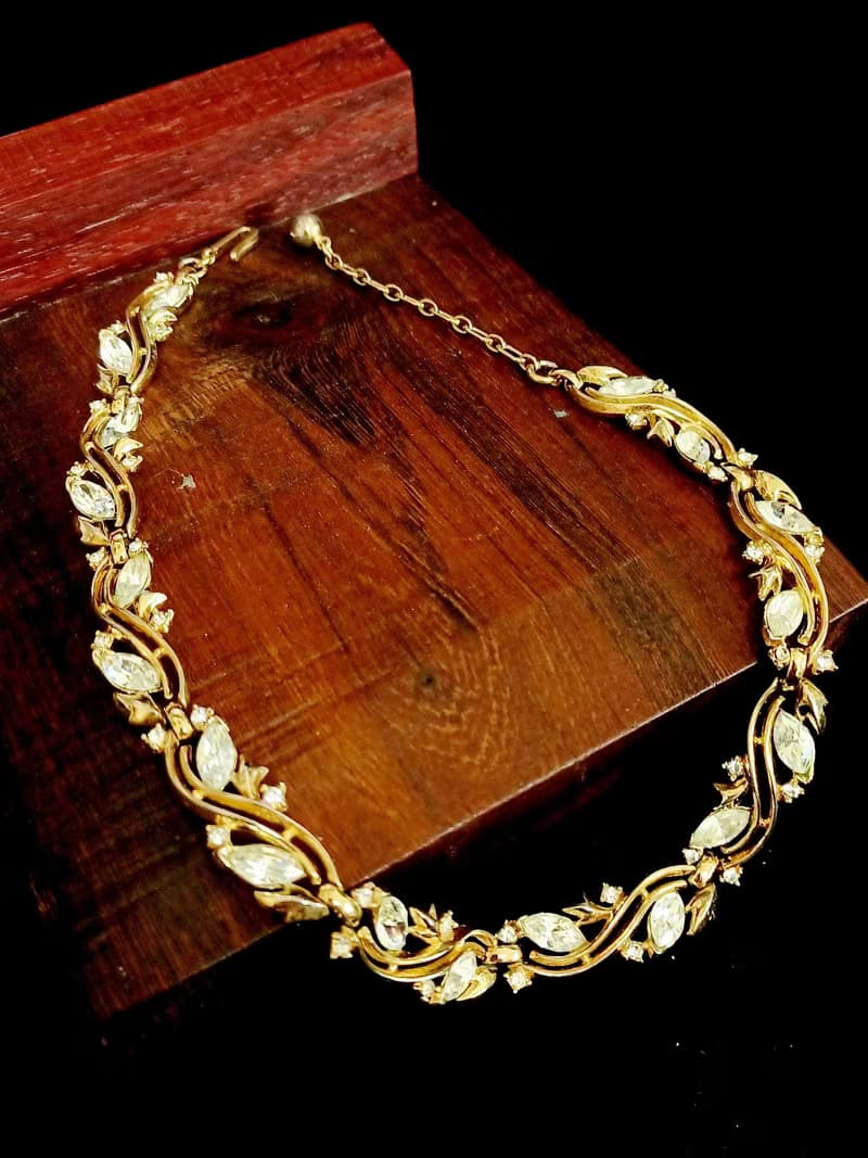 vintage jewelry  Trifari 華麗金色連枝萊茵 頸鍊 項鍊
