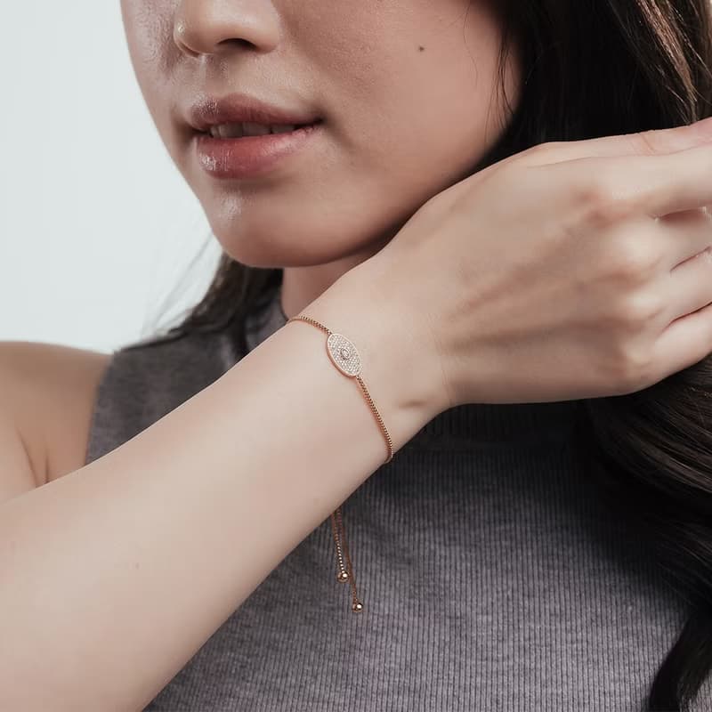 繁星橢圓微鑲鑽手鍊 (共兩色)