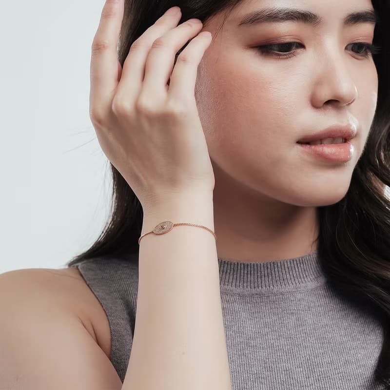 繁星橢圓微鑲鑽手鍊 (共兩色)