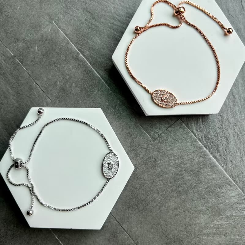 繁星橢圓微鑲鑽手鍊 (共兩色)