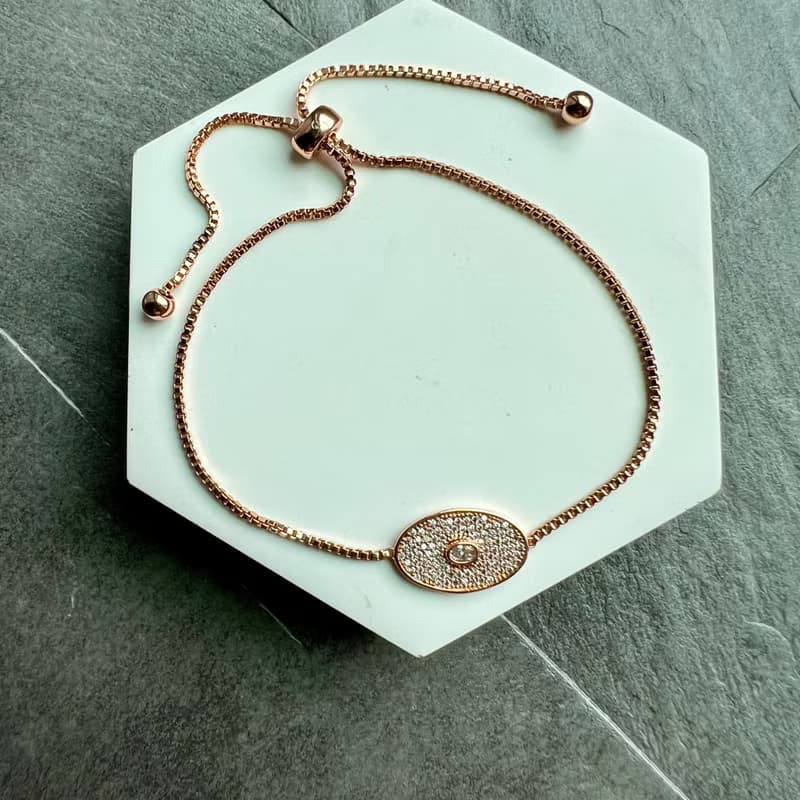 繁星橢圓微鑲鑽手鍊 (共兩色)