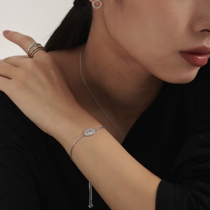 繁星橢圓微鑲鑽手鍊 (共兩色)