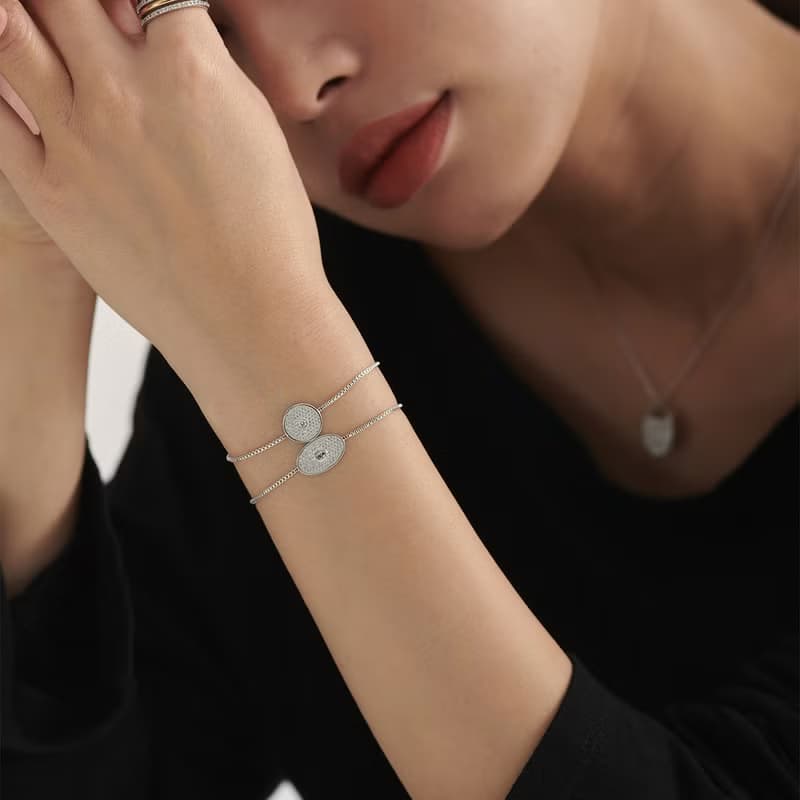 繁星橢圓微鑲鑽手鍊 (共兩色)