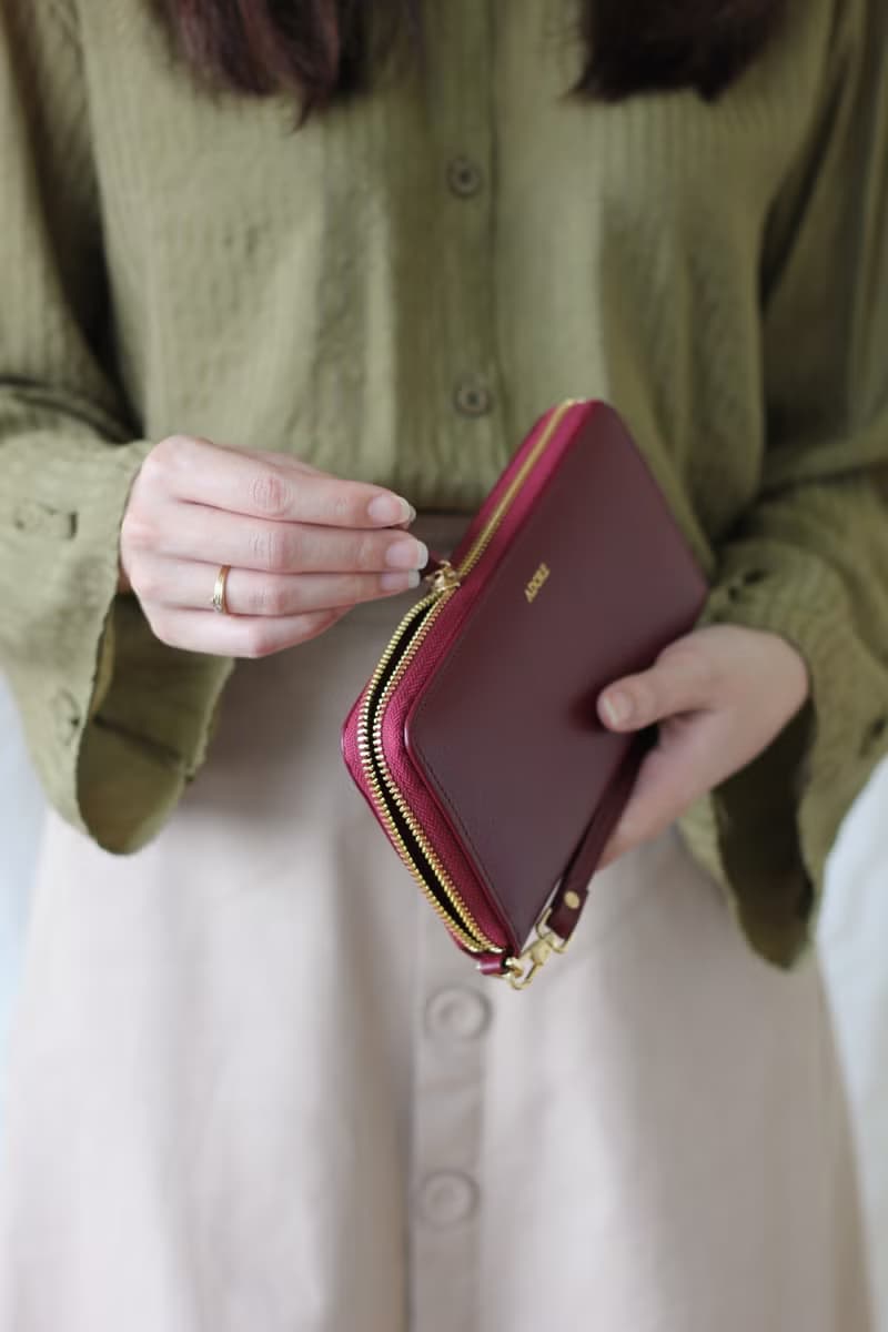 Mellow 拉鍊皮夾 Round Zip Wallet - 深紅色