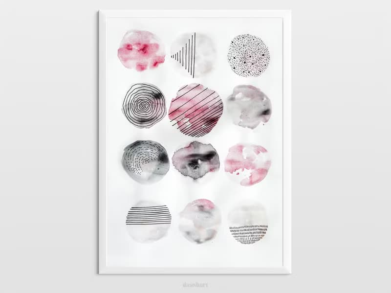 Black and pink abstract aquarelle wall art Original painting artwork Handmade