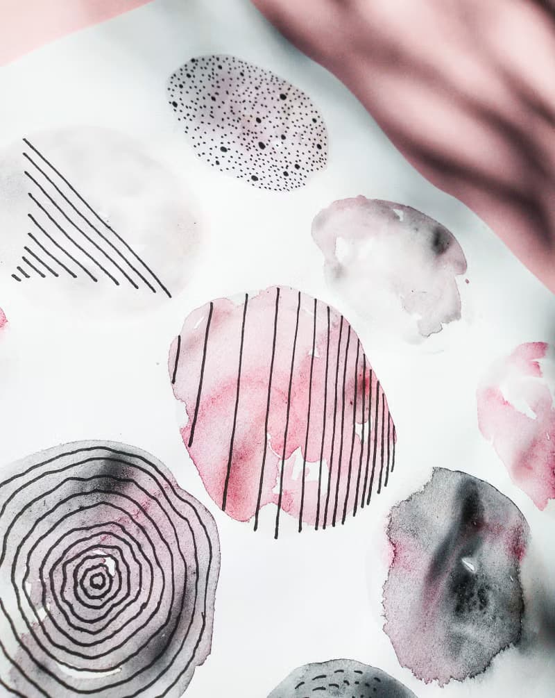 Black and pink abstract aquarelle wall art Original painting artwork Handmade