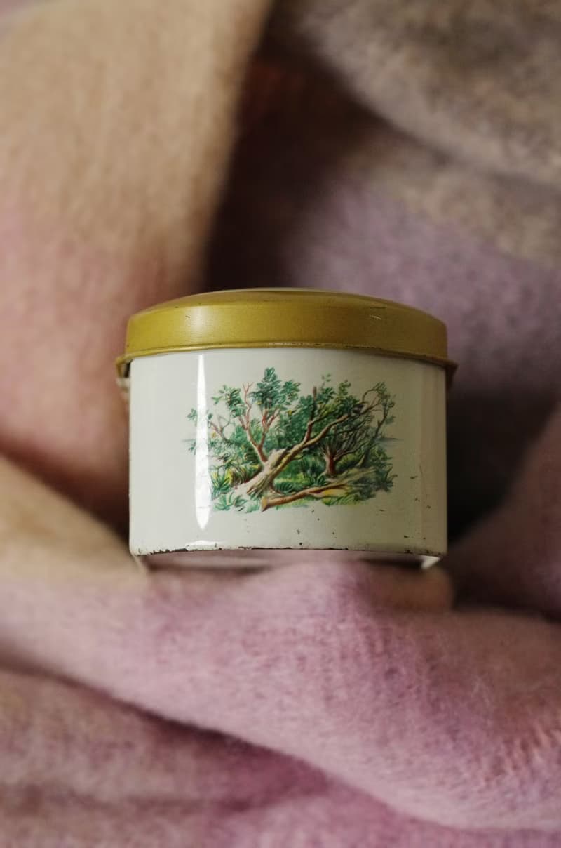 古董古典荷蘭購入河邊小帆船景點山水風鐵盒 W875