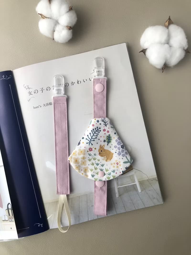 粉紫色兔兔花園  奶嘴鏈 嬰兒彌月禮盒   新生兒禮