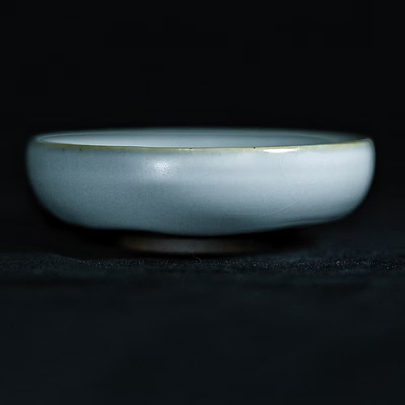 手工天青汝窯鐵斑寬心杯JR014