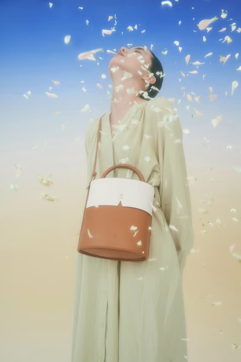 Gaia Bucket Bag 素皮革 水桶包 手提包 側背包 淺棕色 x 米白色