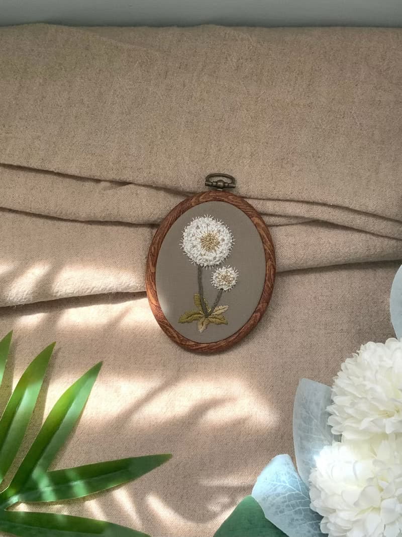 蒲公英小掛框 刺繡手作 /半立體刺繡畫