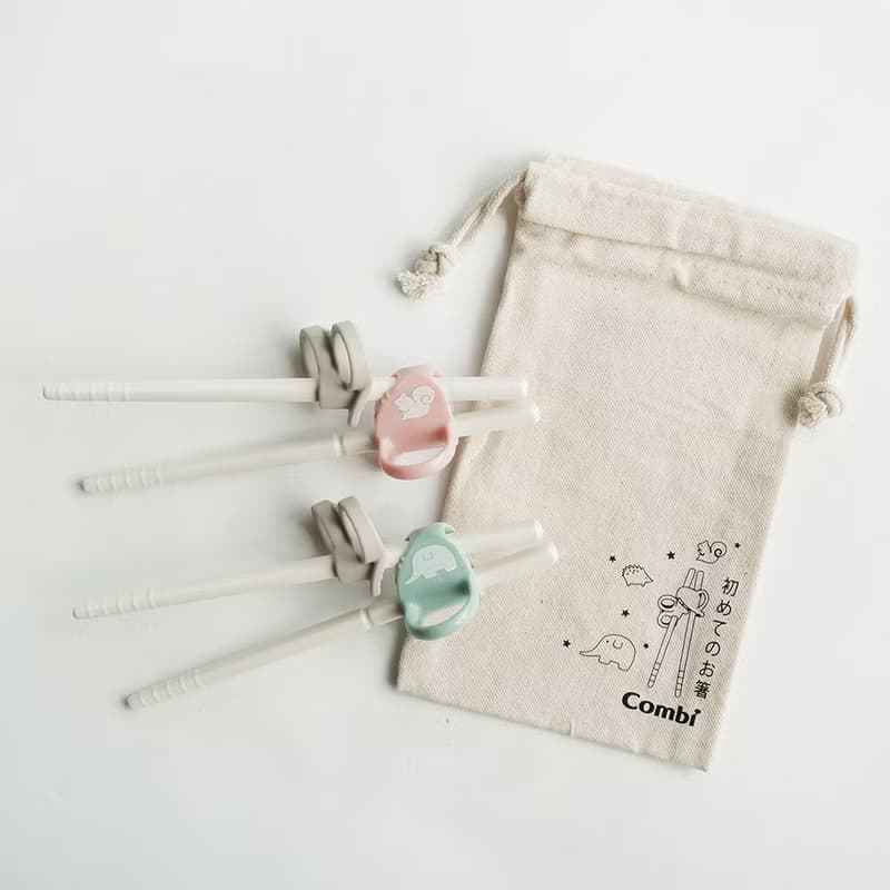 【combi】三階段彈力學習筷 (右手/左手, 附環保收納袋)