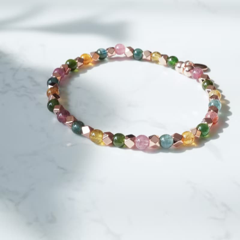 天然碧璽14GF玫瑰金手鏈