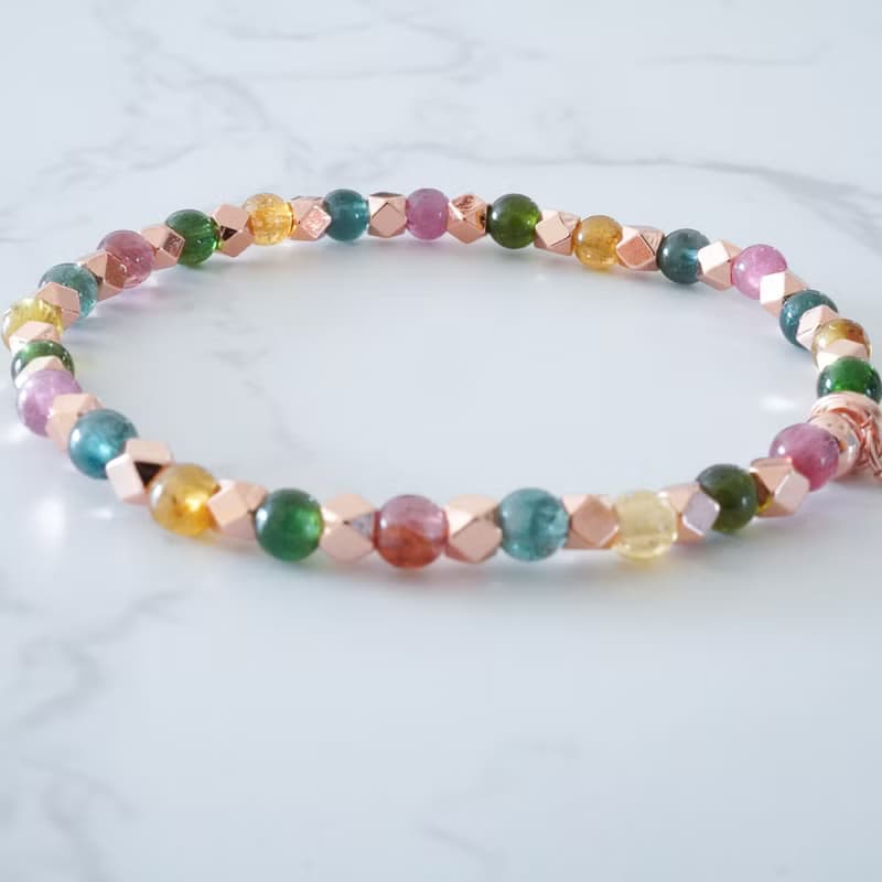 天然碧璽14GF玫瑰金手鏈