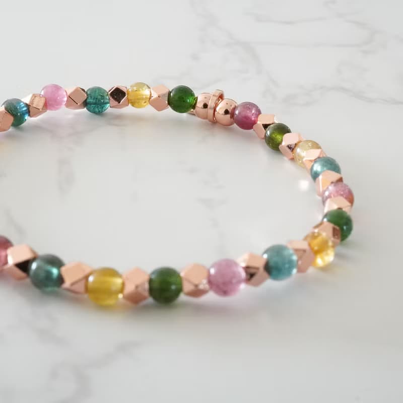 天然碧璽14GF玫瑰金手鏈