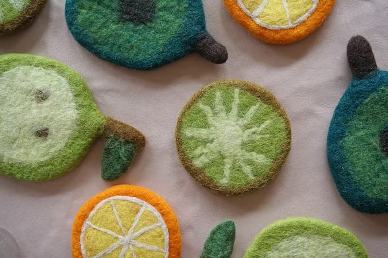 羊毛氈杯墊 水果設計 生日禮物 送禮 週年慶 手工自制