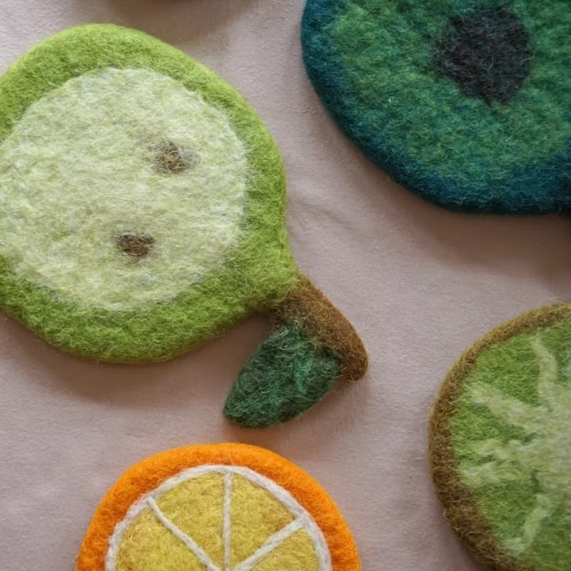 羊毛氈杯墊 水果設計 生日禮物 送禮 週年慶 手工自制