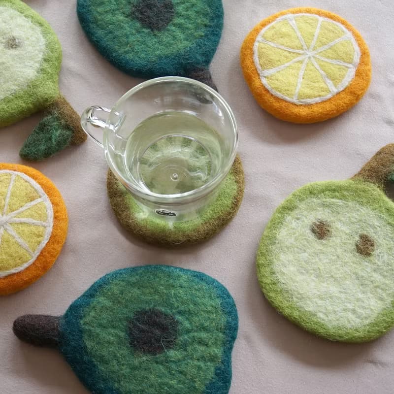 羊毛氈杯墊 水果設計 生日禮物 送禮 週年慶 手工自制