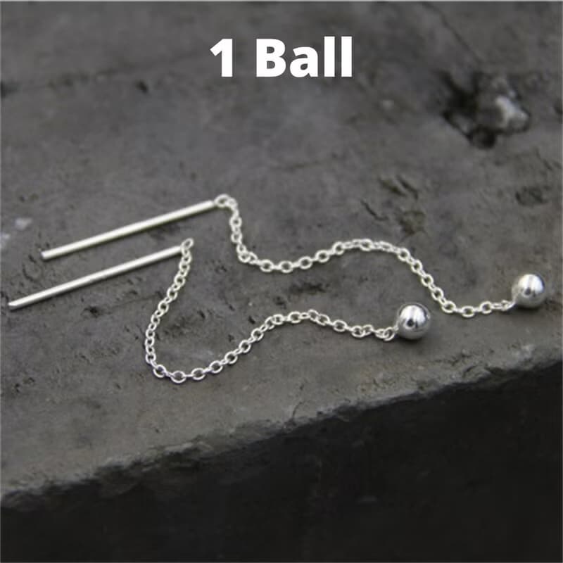 Genuine S925 Sterling Silver Chains Tassel Earrings for Women Handmade Beading