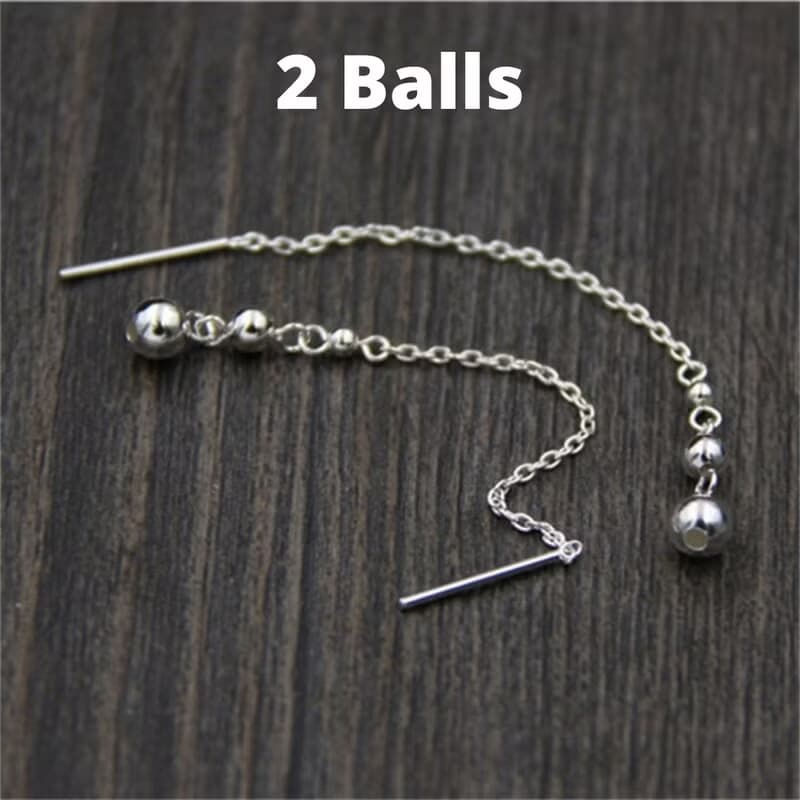 Genuine S925 Sterling Silver Chains Tassel Earrings for Women Handmade Beading