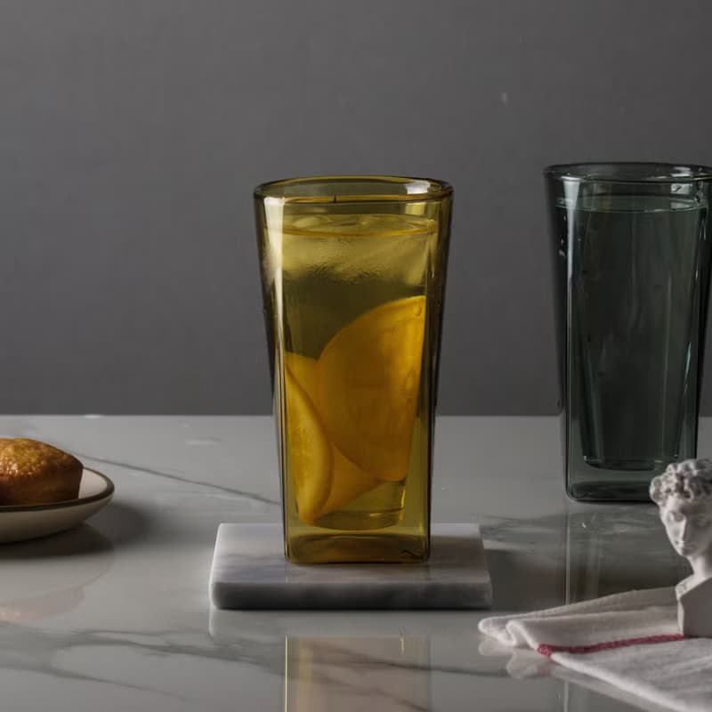 SQUARE雙層玻璃杯-黃珀