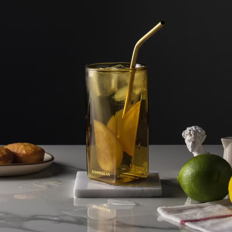 SQUARE雙層玻璃杯-黃珀