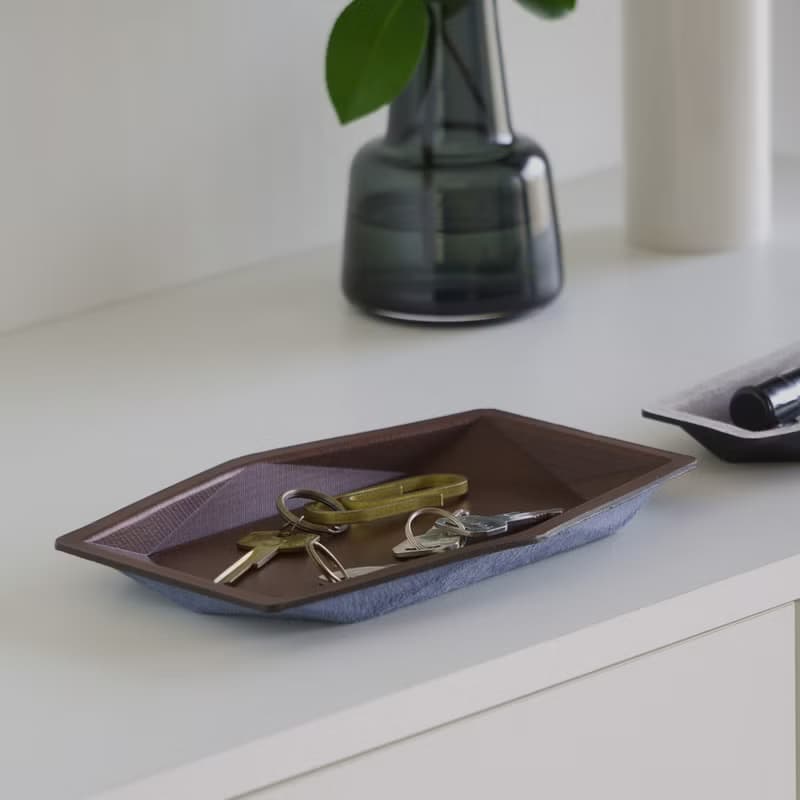 多角形トレイLサイズ レザートレイ  収納トレイ スエード メガネ ペン アクセサリー 時計 ギフト プレゼント