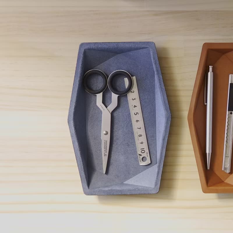 多角形トレイLサイズ レザートレイ  収納トレイ スエード メガネ ペン アクセサリー 時計 ギフト プレゼント