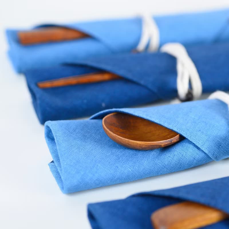 餐具組-藍染布包 原木餐具組(3款任選)