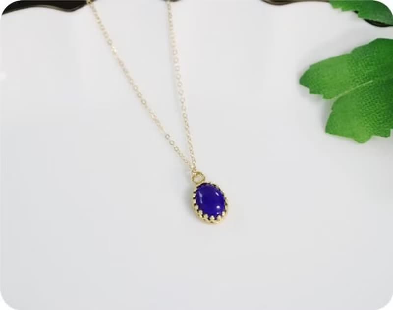 ラピスラズリの楕円ベゼルネックレス 12月誕生石　幸運成功運UP