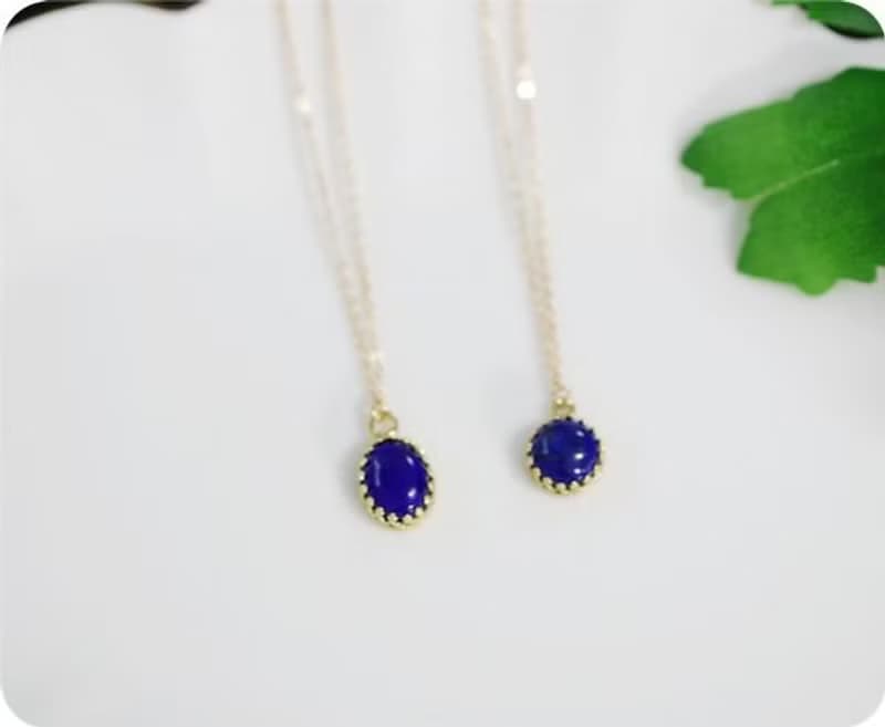 ラピスラズリの楕円ベゼルネックレス 12月誕生石　幸運成功運UP