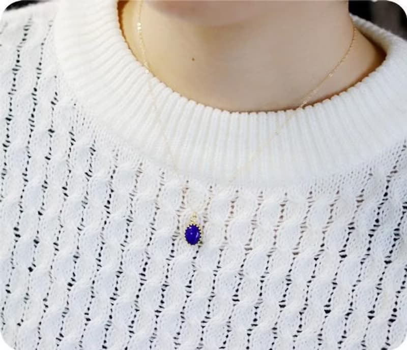 ラピスラズリの楕円ベゼルネックレス 12月誕生石　幸運成功運UP