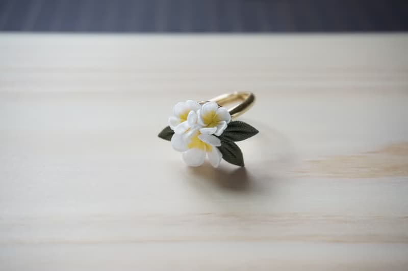 熱帶風情 雞蛋花 Plumeria 細工花戒指 接單製作