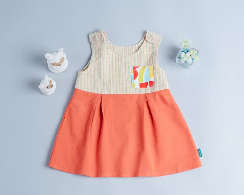 口袋洋裝-拼布1  幼童 新生兒 童裝 兒童 手作 洋裝