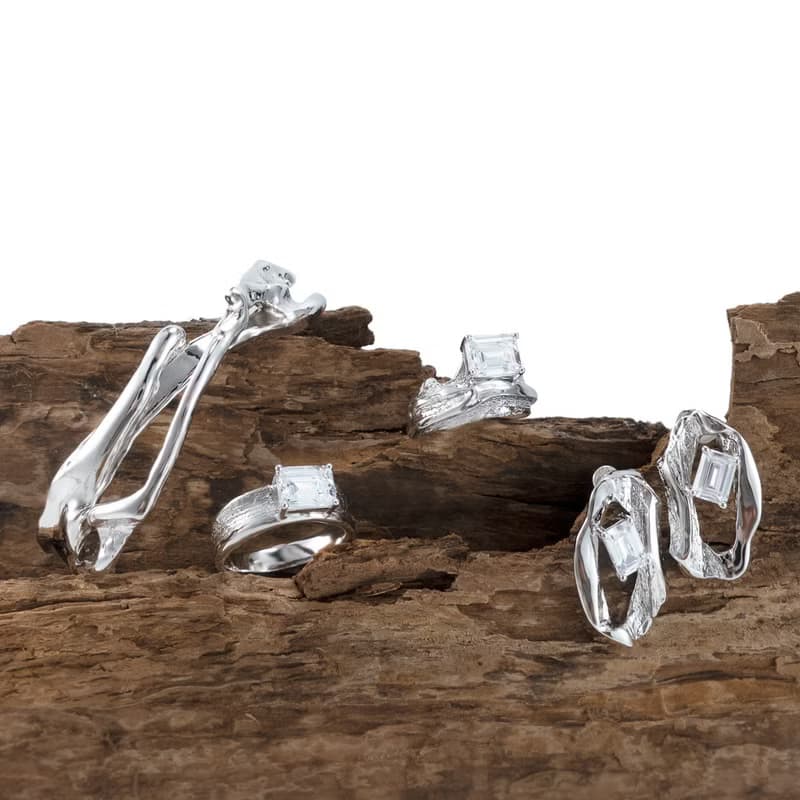 PLOK自然系列925銀電鍍白金鋯石耳飾