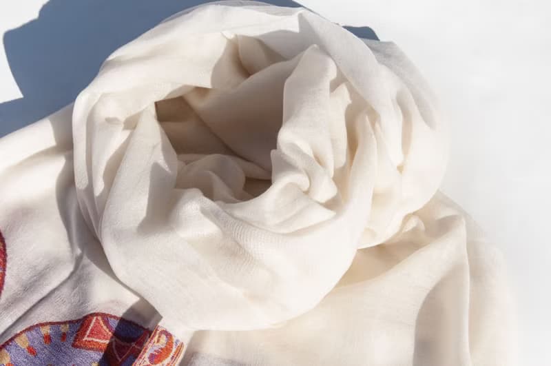 喀什米爾Cashmere 編織羊絨圍巾 純羊毛圍巾披巾 戒指絨披肩-大象