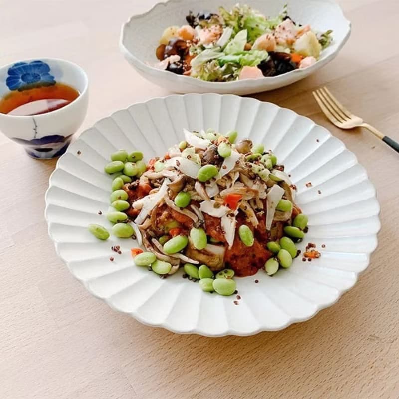 【結婚禮物】Hana系列 花皿深盤 白 /瀨戶燒