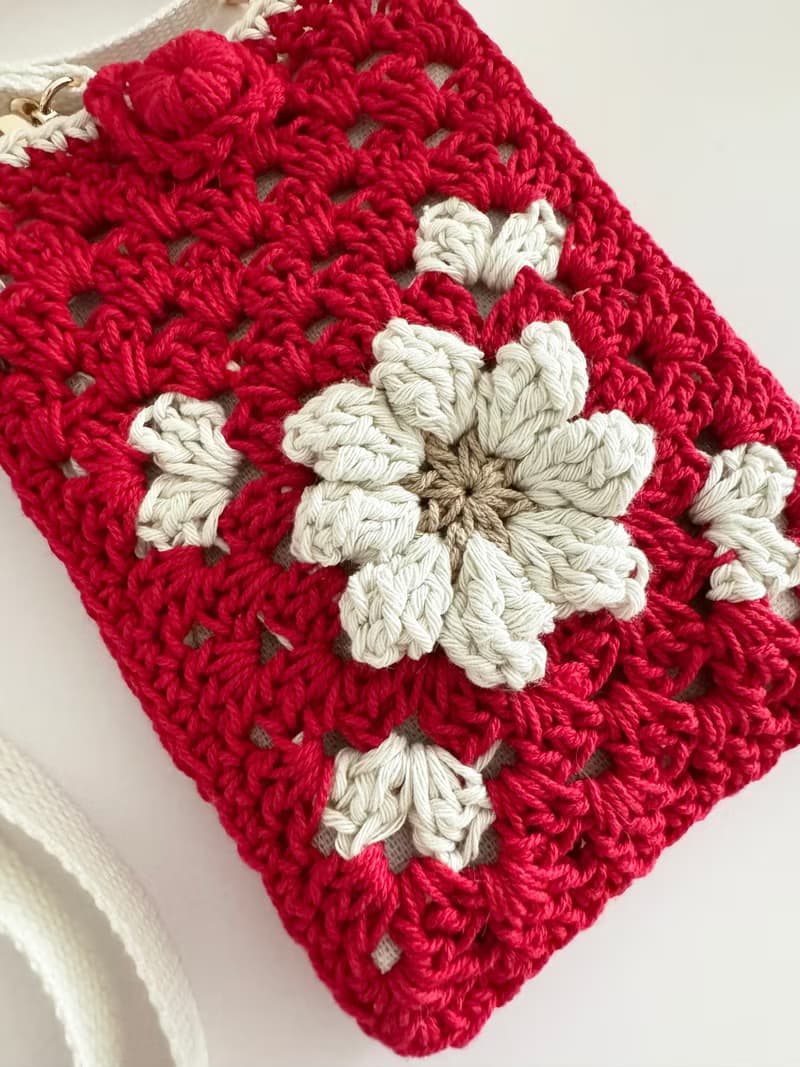 鈎織花斜孭電話袋