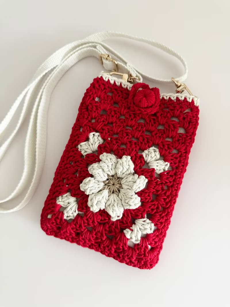 鈎織花斜孭電話袋