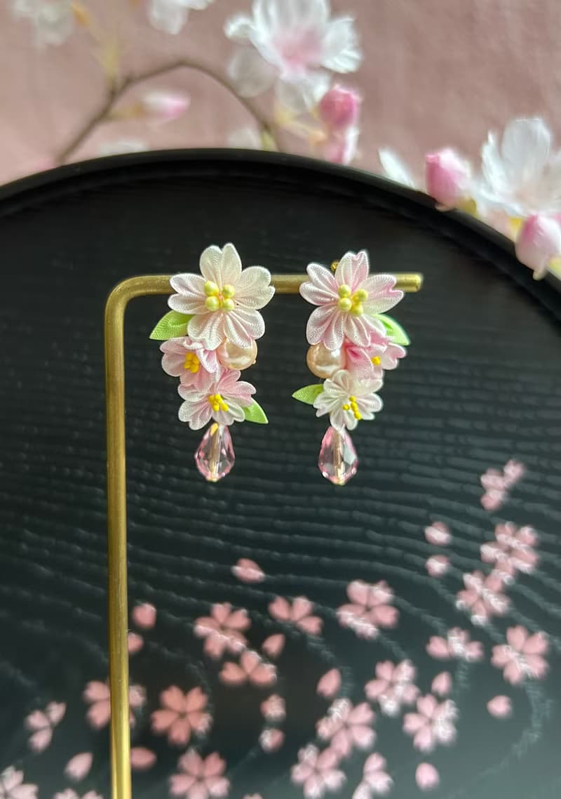 2025櫻系列 櫻花耳扣 細工布花