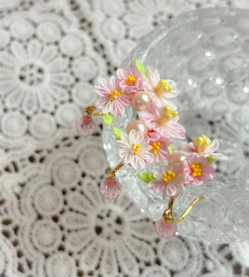 2025櫻系列 櫻花耳扣 細工布花