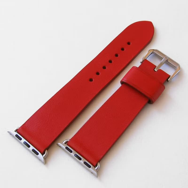 蘋果手錶表帶。紅色。真皮 純手工製作。任何尺寸。