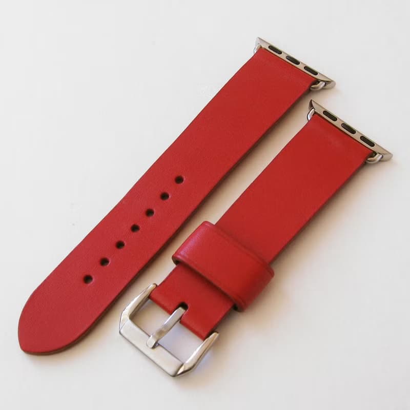 蘋果手錶表帶。紅色。真皮 純手工製作。任何尺寸。